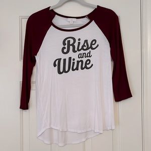 “Rise and Wine” Baseball Jersey style women’s top